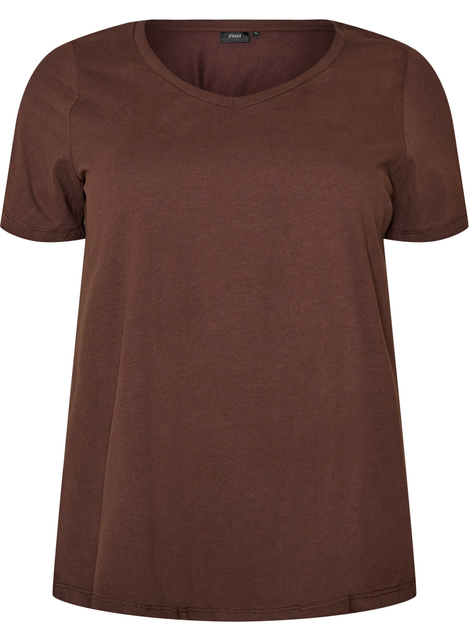 ZizzifashionBasic plain cotton t-shirt, Brown, Packshot image number 0