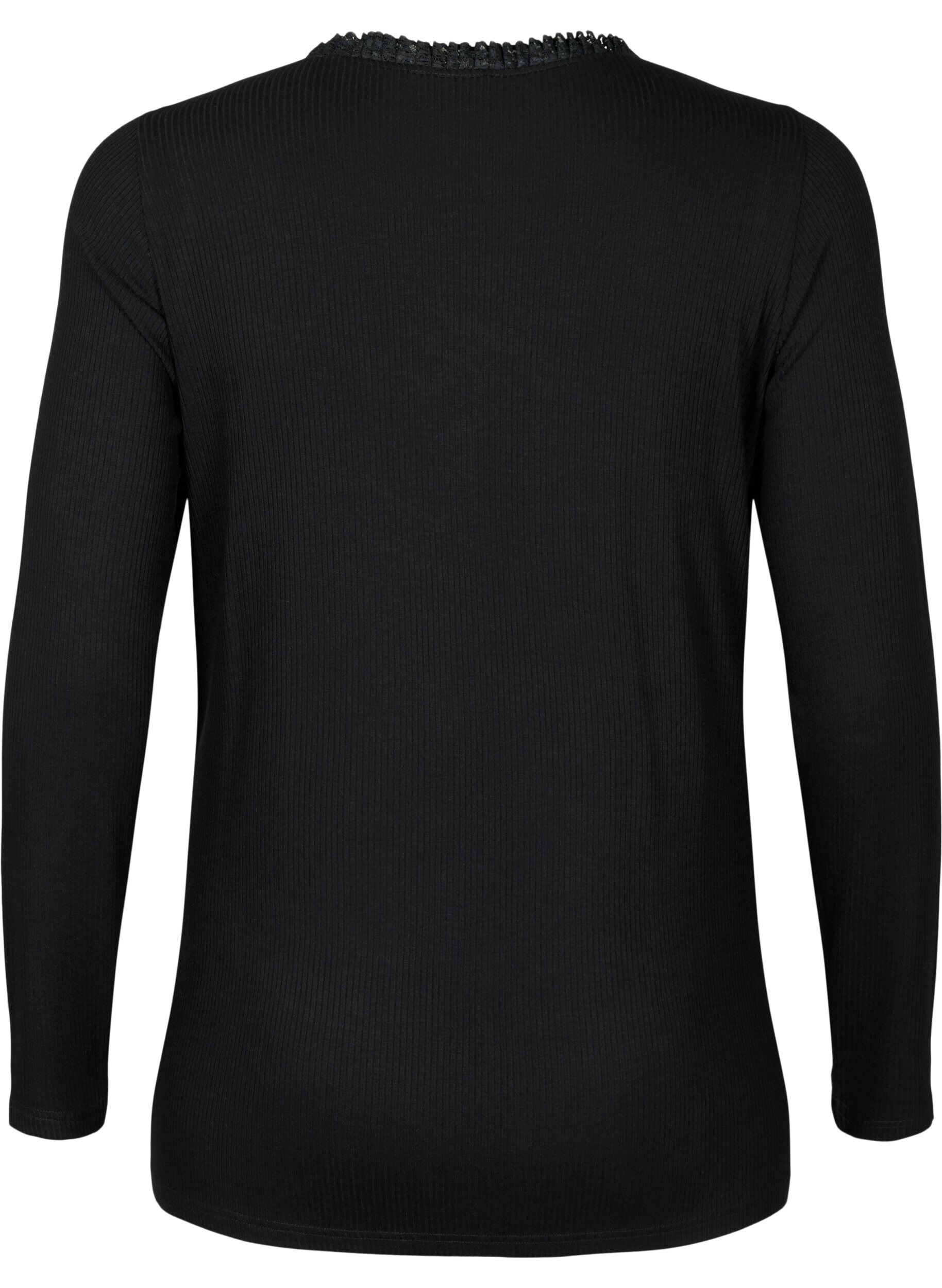 Zizzifashion Maternity blouse with lace and long sleeves, Black, Packshot image number 1