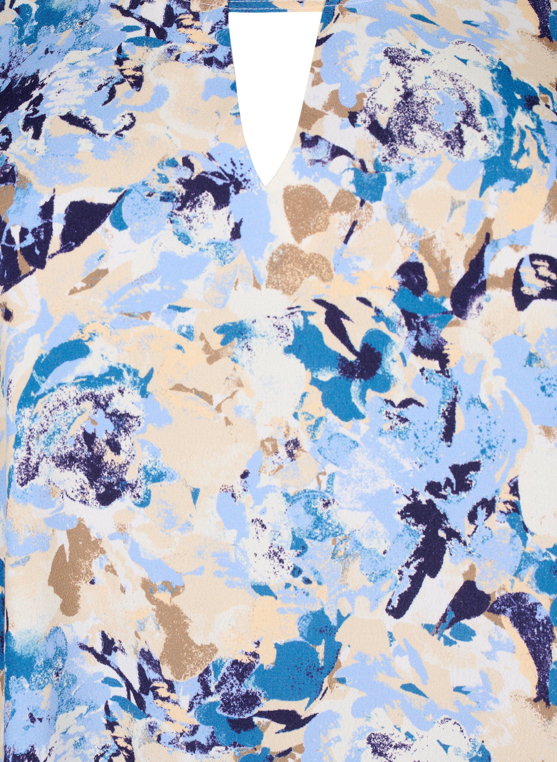 Zizzifashion Short sleeve viscose Blouse with print, Blue, Packshot image number 2