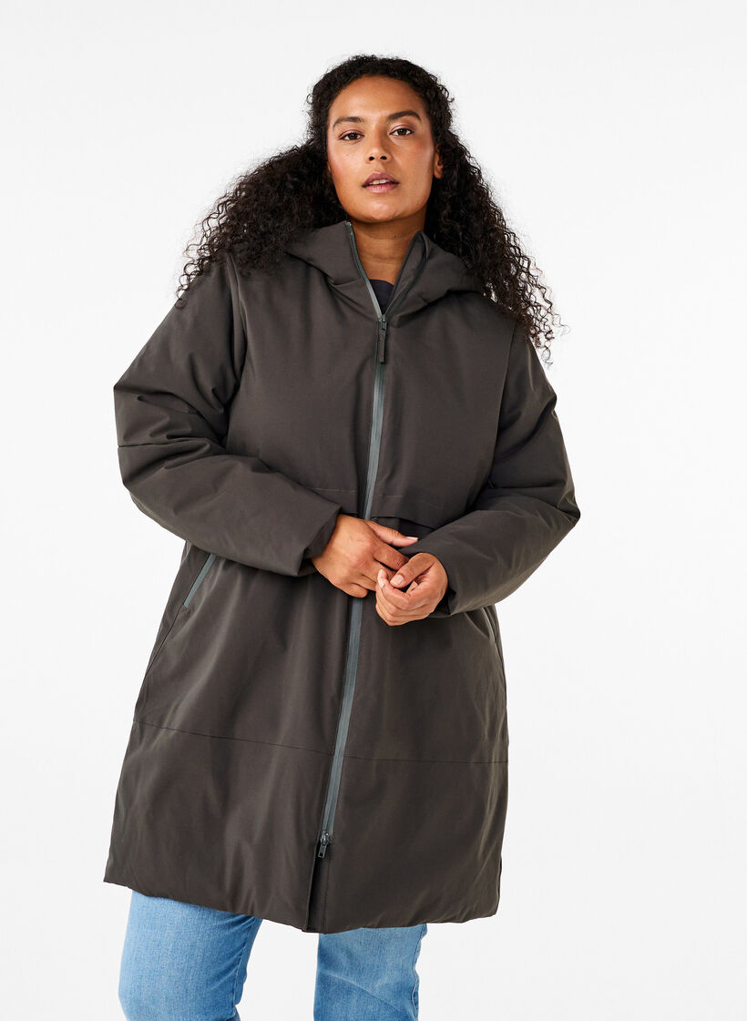 Winter jacket with adjustable waist, Dark Grey, Model image number 0