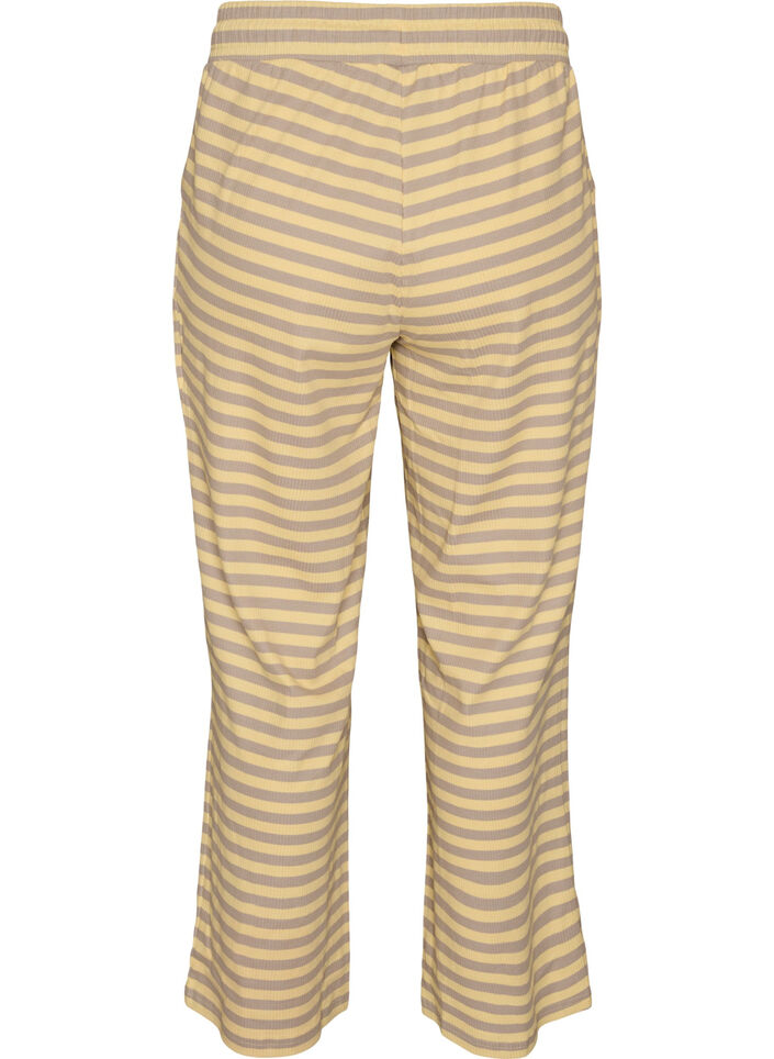 Striped pyjama bottoms with a high waist and wide legs, Yellow, Packshot image number 1