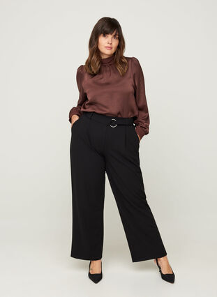 Trousers with a belt, Black, Model image number 2