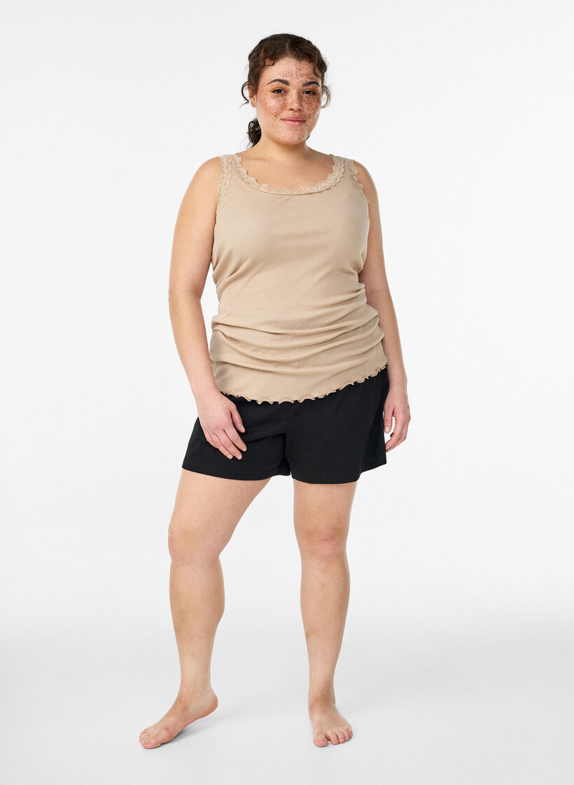 Top with lace trim, Beige, Model image number 1