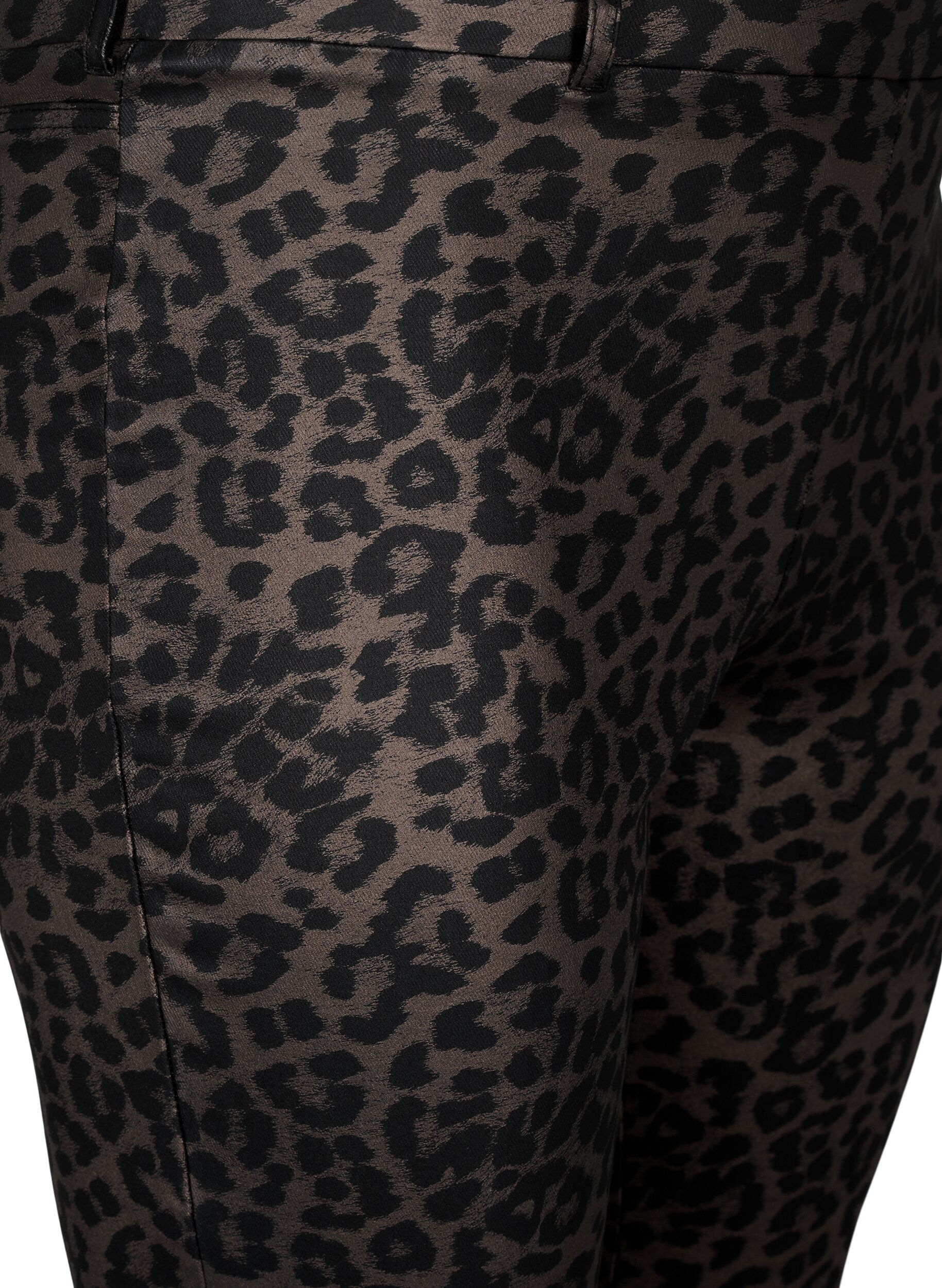 Zizzifashion Coated leggings with leopard print and cropped length, Brown, Packshot image number 2