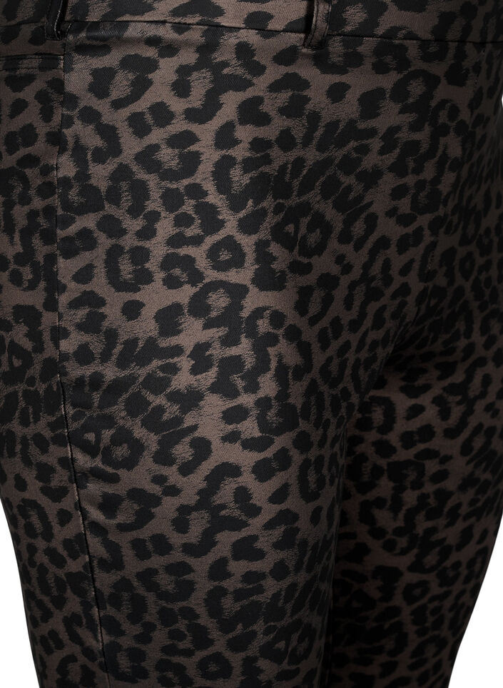 Coated leggings with leopard print and cropped length, Brown, Packshot image number 2