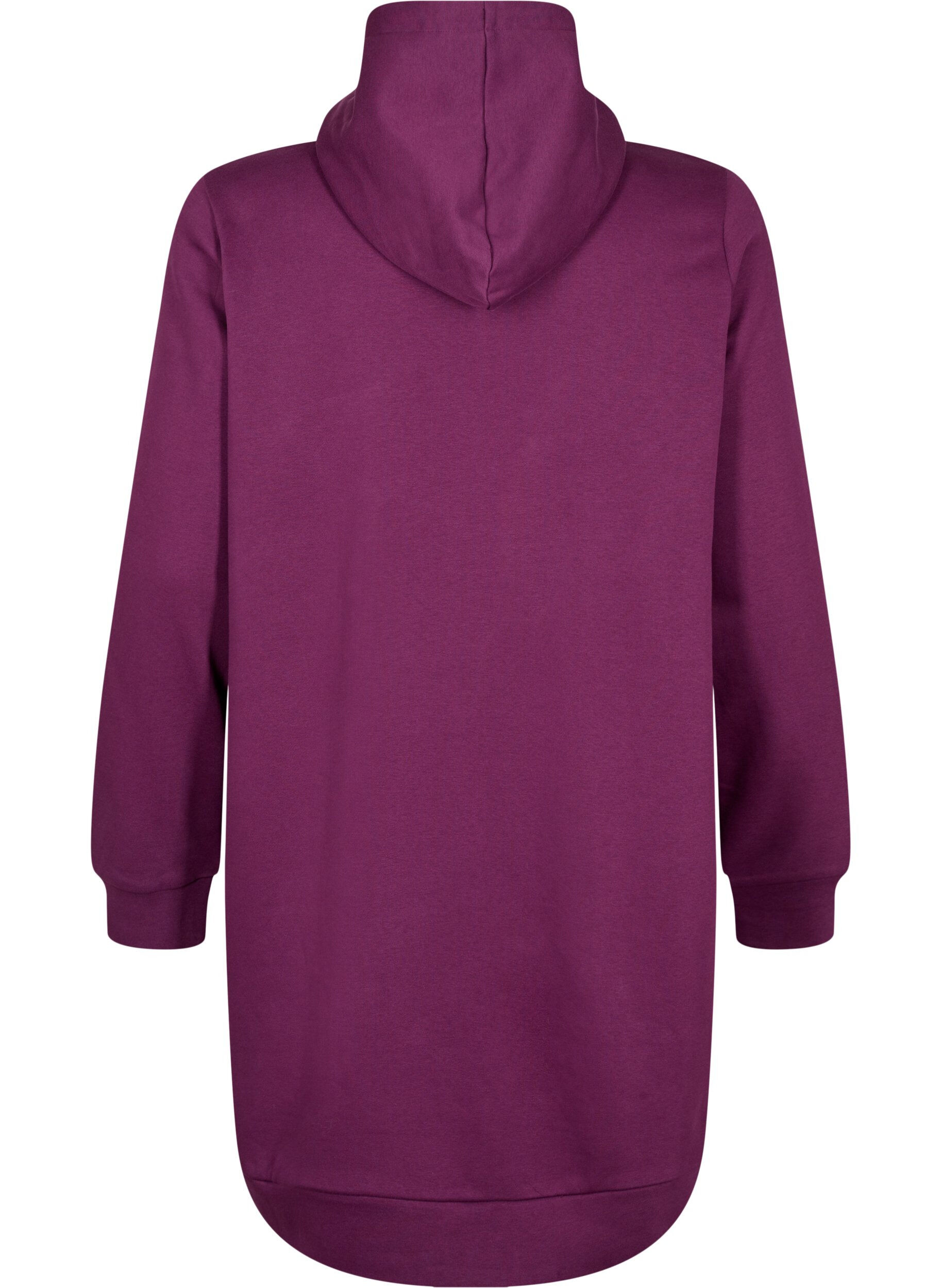 Zizzifashion Sporty sweatshirt dress with hood, Pickled Beet/SilverP, Packshot image number 1