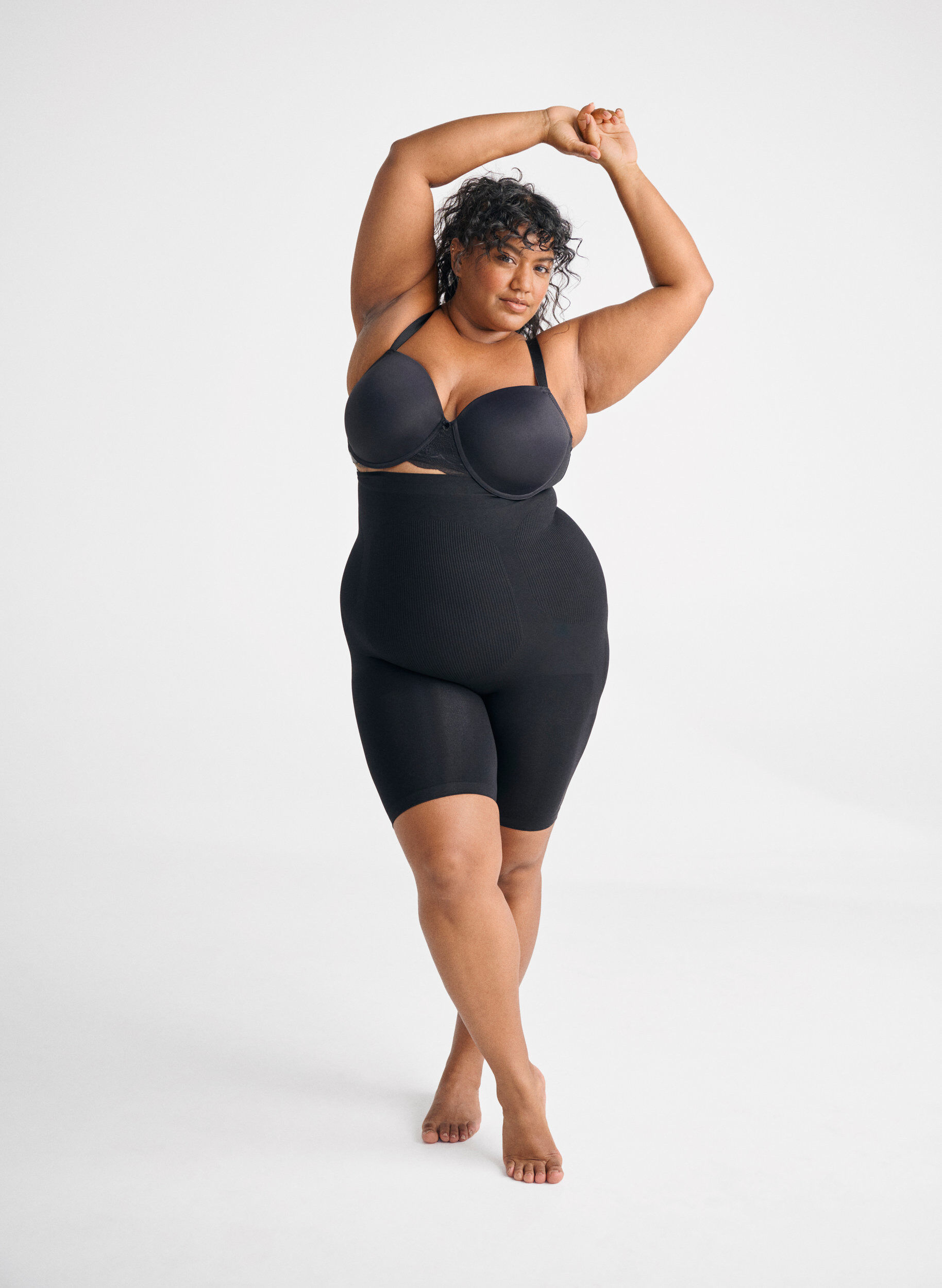 ZizzifashionHigh waisted shapewear shorts, Black, Image image number 0