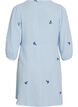 Short cotton muslin dress with embroidered details, Light Blue, Packshot image number 1