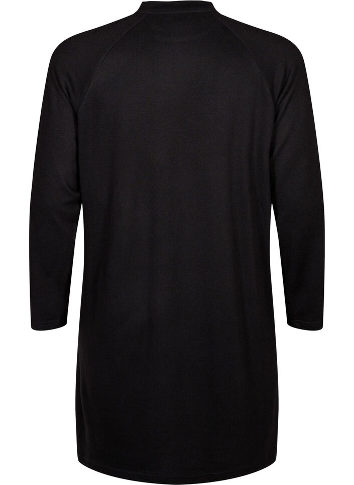Jersey dress with buttons, Black, Packshot image number 1