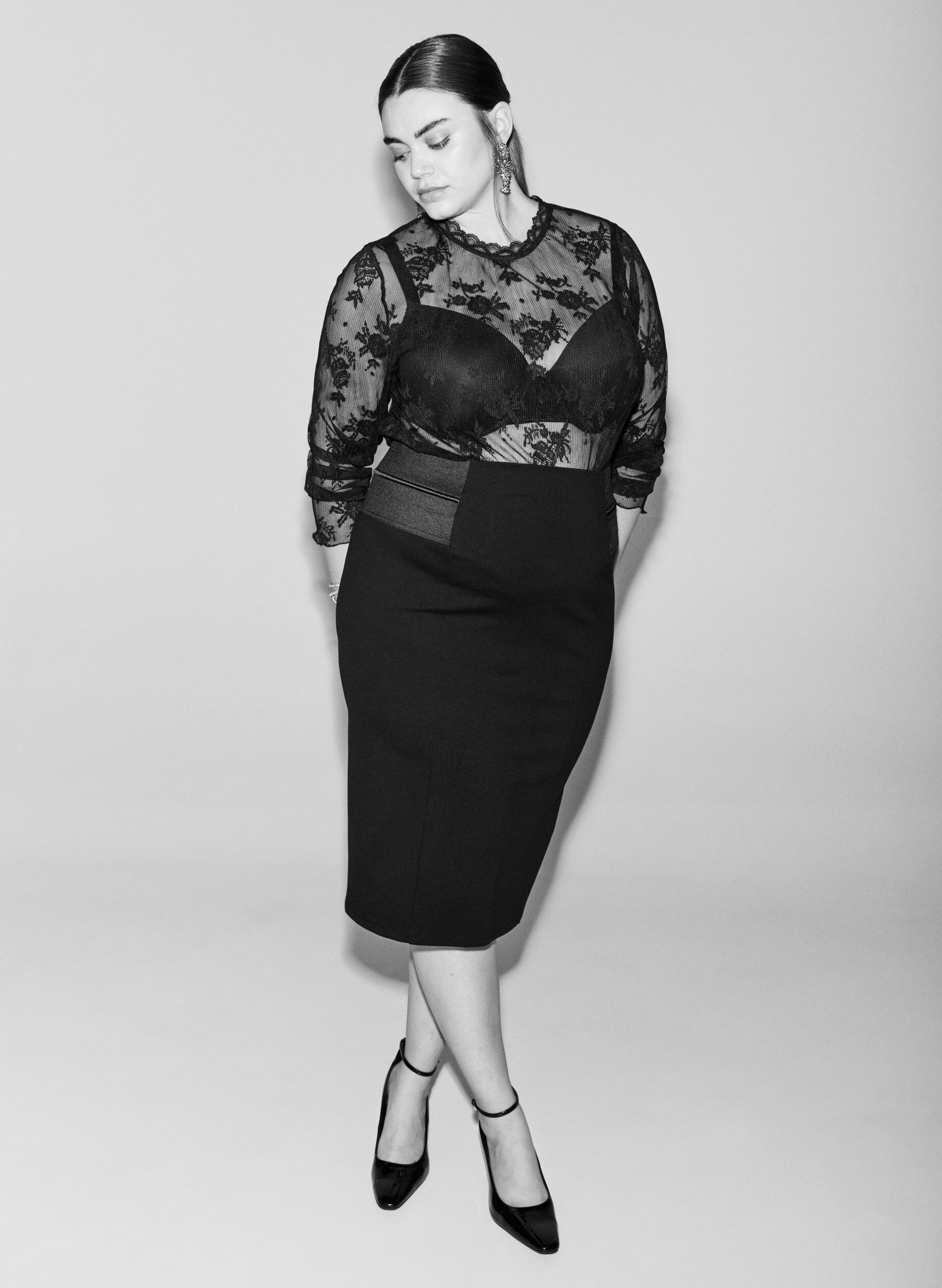 Zizzifashion Close-fitting skirt with elasticated waist, Black, Image image number 0