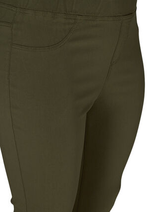 Plain-coloured capri jeans in viscose blend, Olive Night, Packshot image number 2
