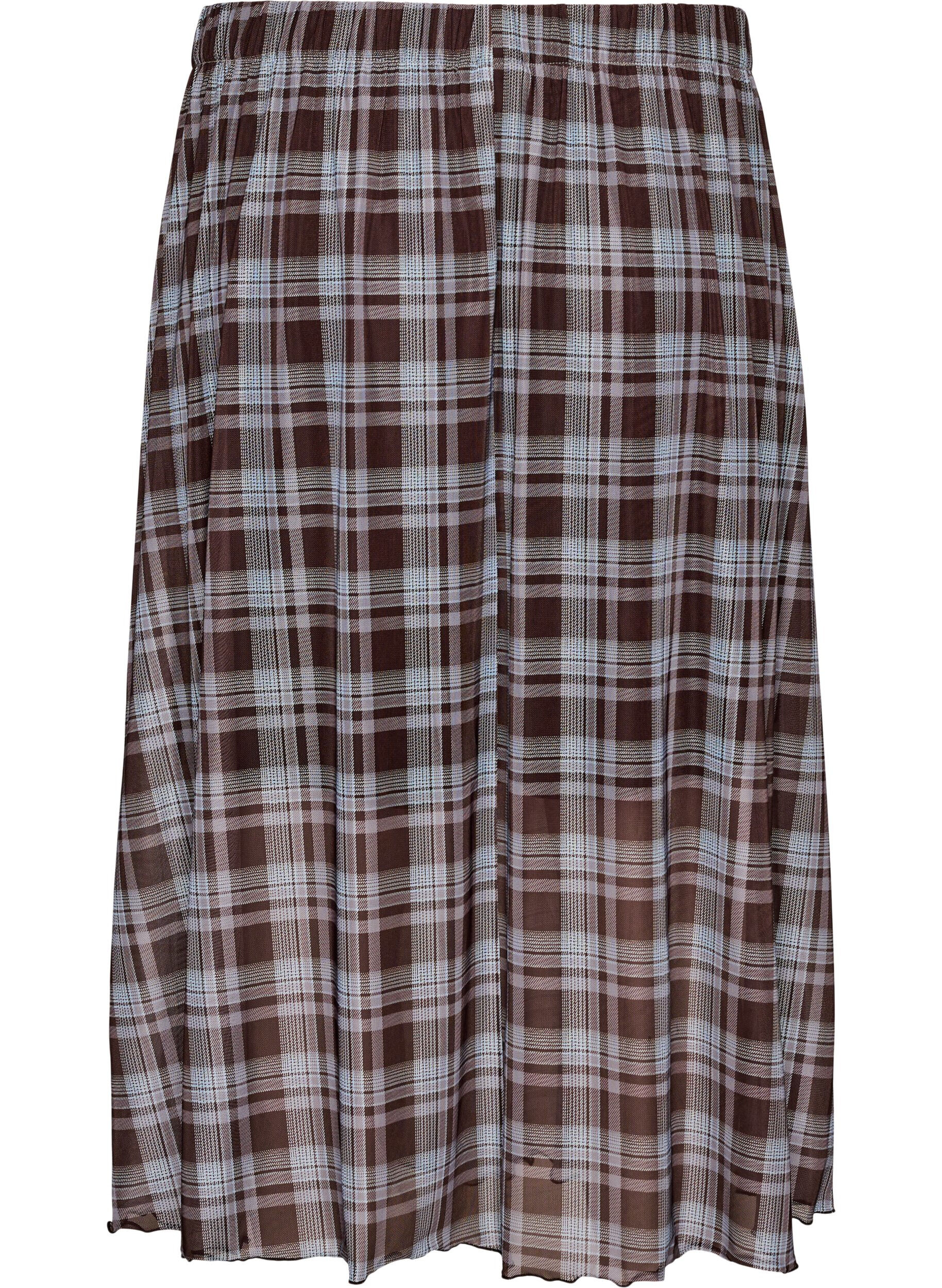 ZizzifashionChecked mesh midi skirt, Blue, Packshot image number 1