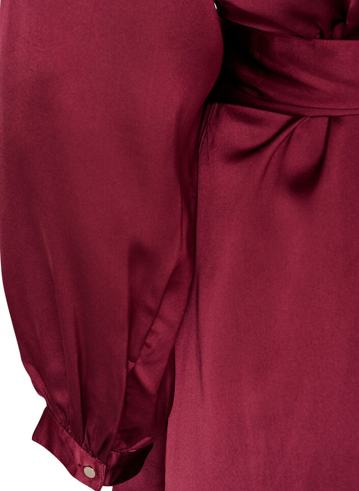 Short satin dress with wrap design, Red, Packshot image number 3