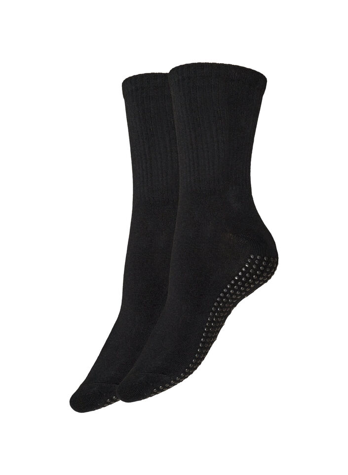 2-pack of reformer socks with non-slip grips, Black, Packshot image number 0