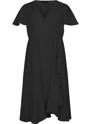 Batwing-sleeved midi dress, Black, Packshot image number 0