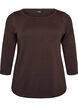 Basic T-shirt with boat neckline and 3/4 sleeves, Brown, Packshot image number 0