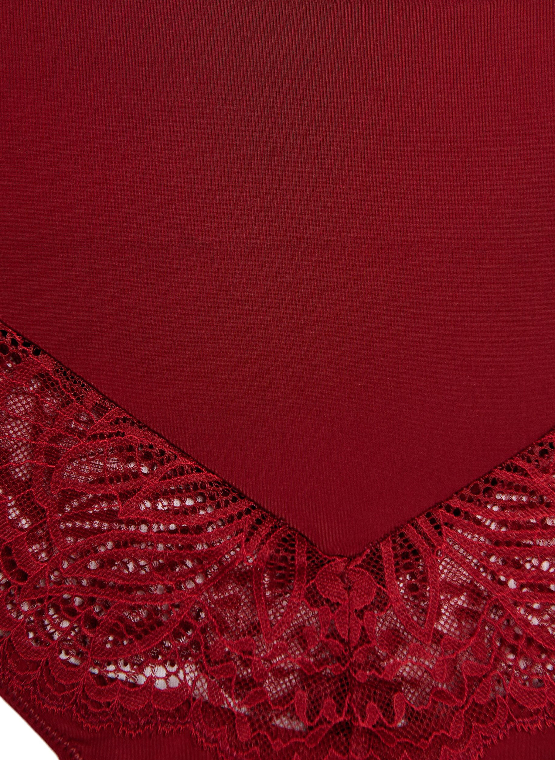 ZizzifashionHigh-waisted hipster thong with lace, Red, Packshot image number 2