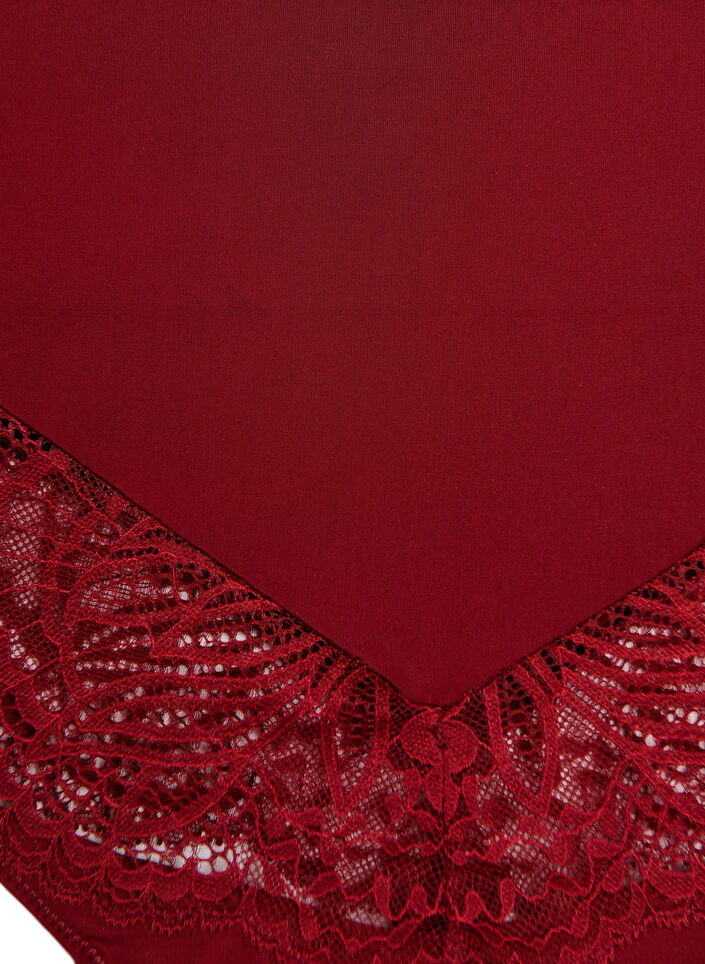High-waisted hipster thong with lace, Red, Packshot image number 2