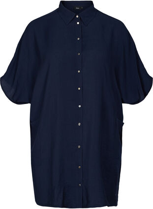 Loose viscose tunic with 2/4-length sleeves, Night Sky, Packshot image number 0