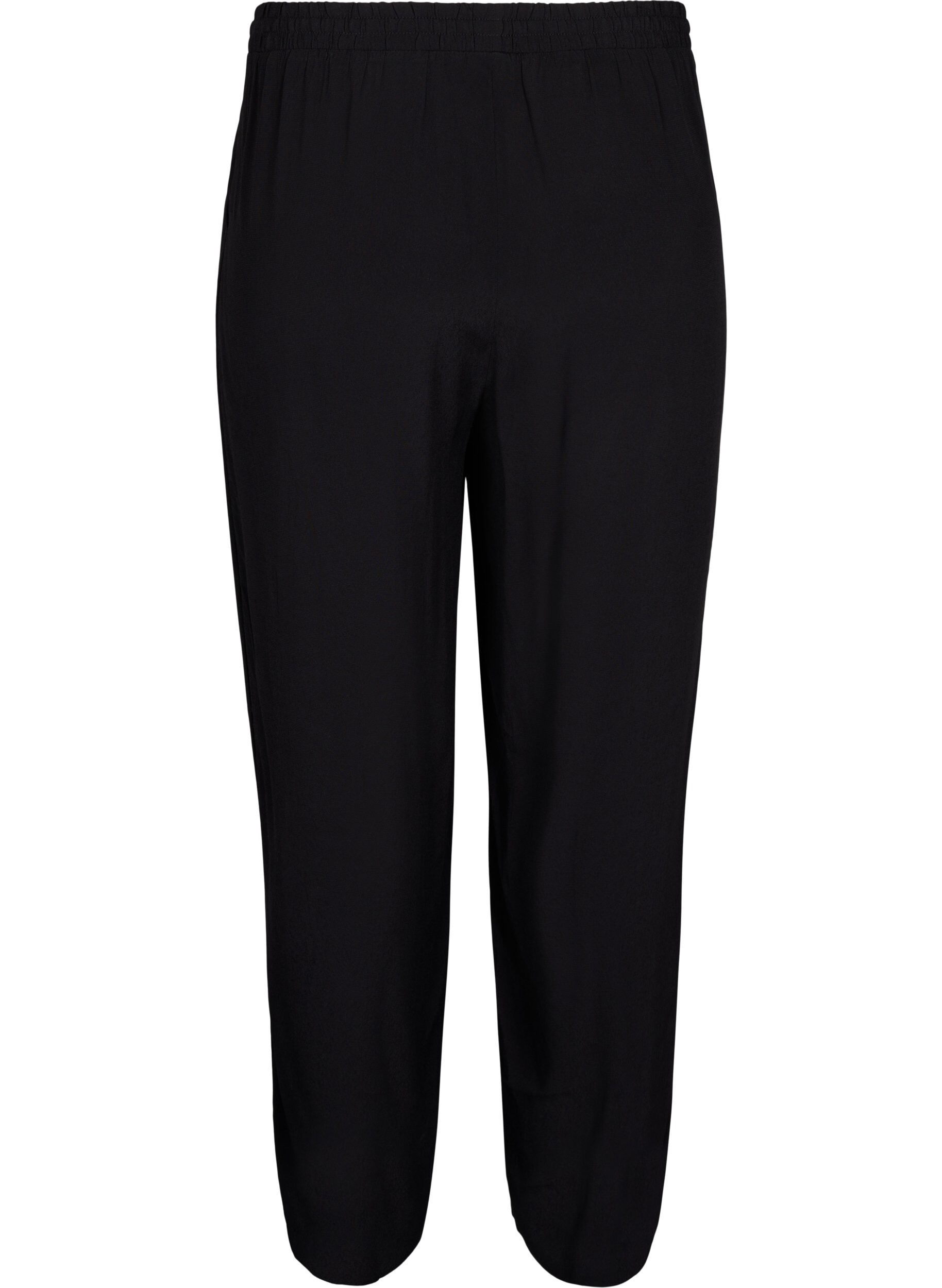 Zizzifashion Loose viscose pants with pockets, Black, Packshot image number 1