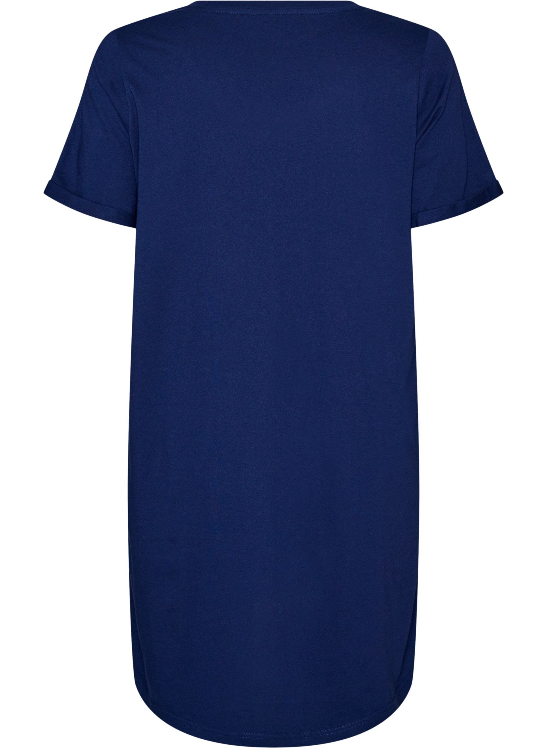 ZizzifashionShort-sleeved nightgown in organic cotton, Blue, Packshot image number 1