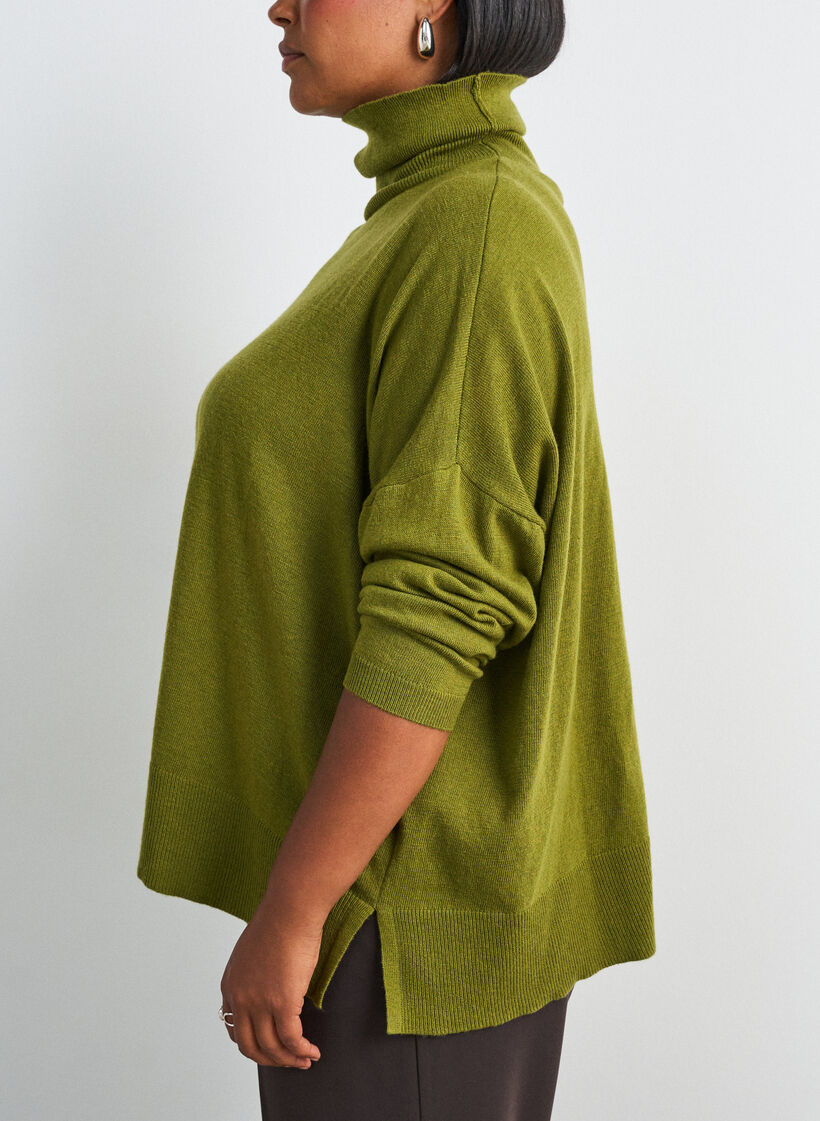 Turtleneck jumper with a loose fit, Green, Model image number 4