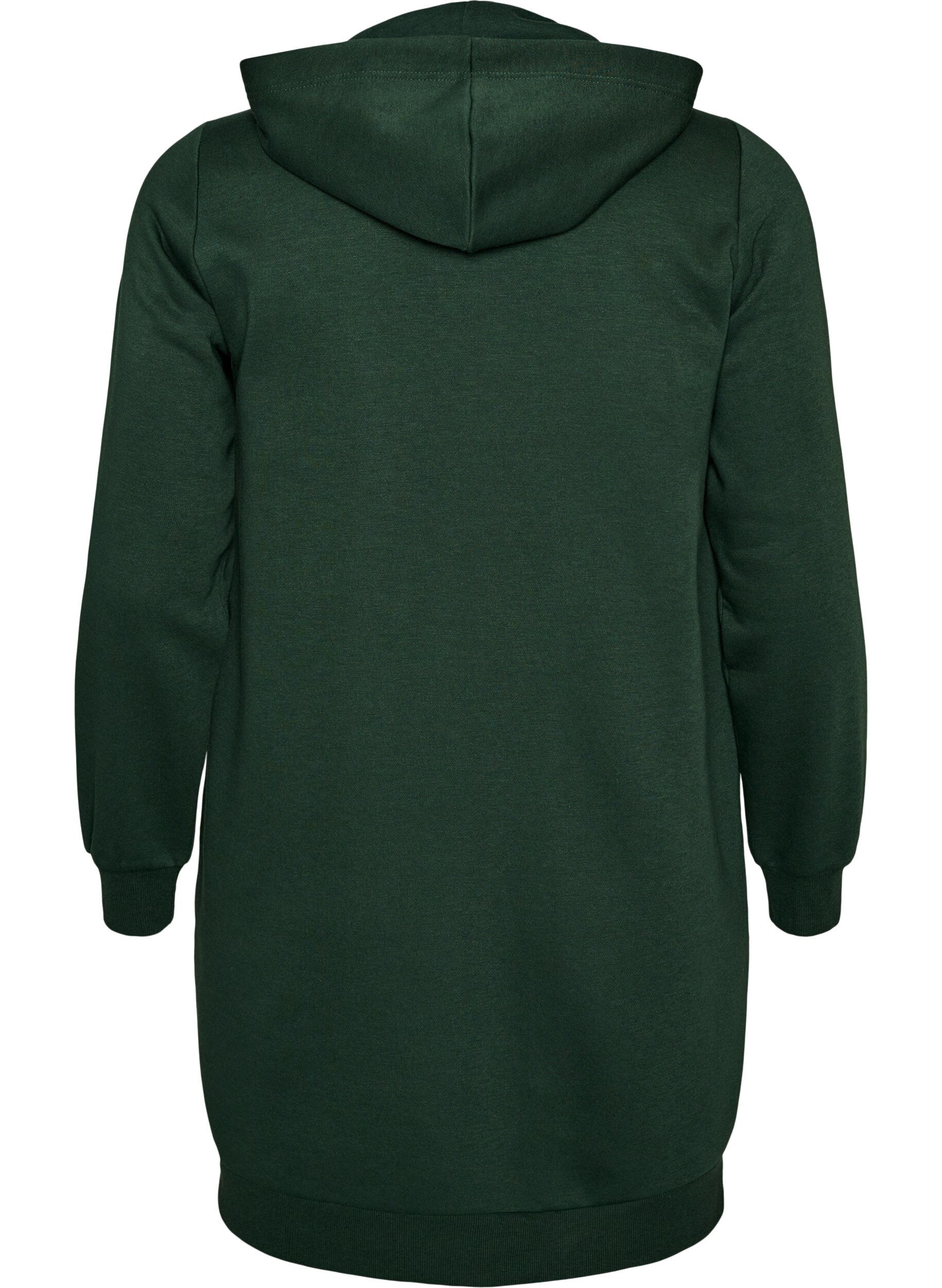 ZizzifashionLong hoodie with zip and pockets, Green, Packshot image number 1