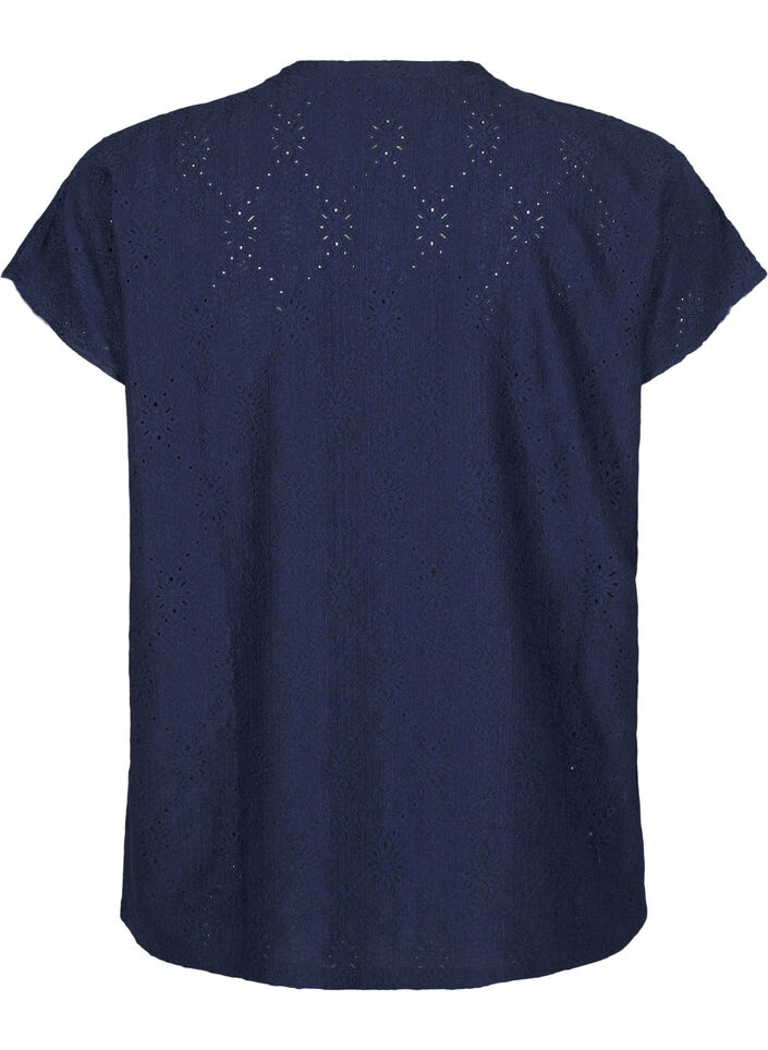 Blouse with short sleeves and floral embroidery, Naval Academy, Packshot image number 1