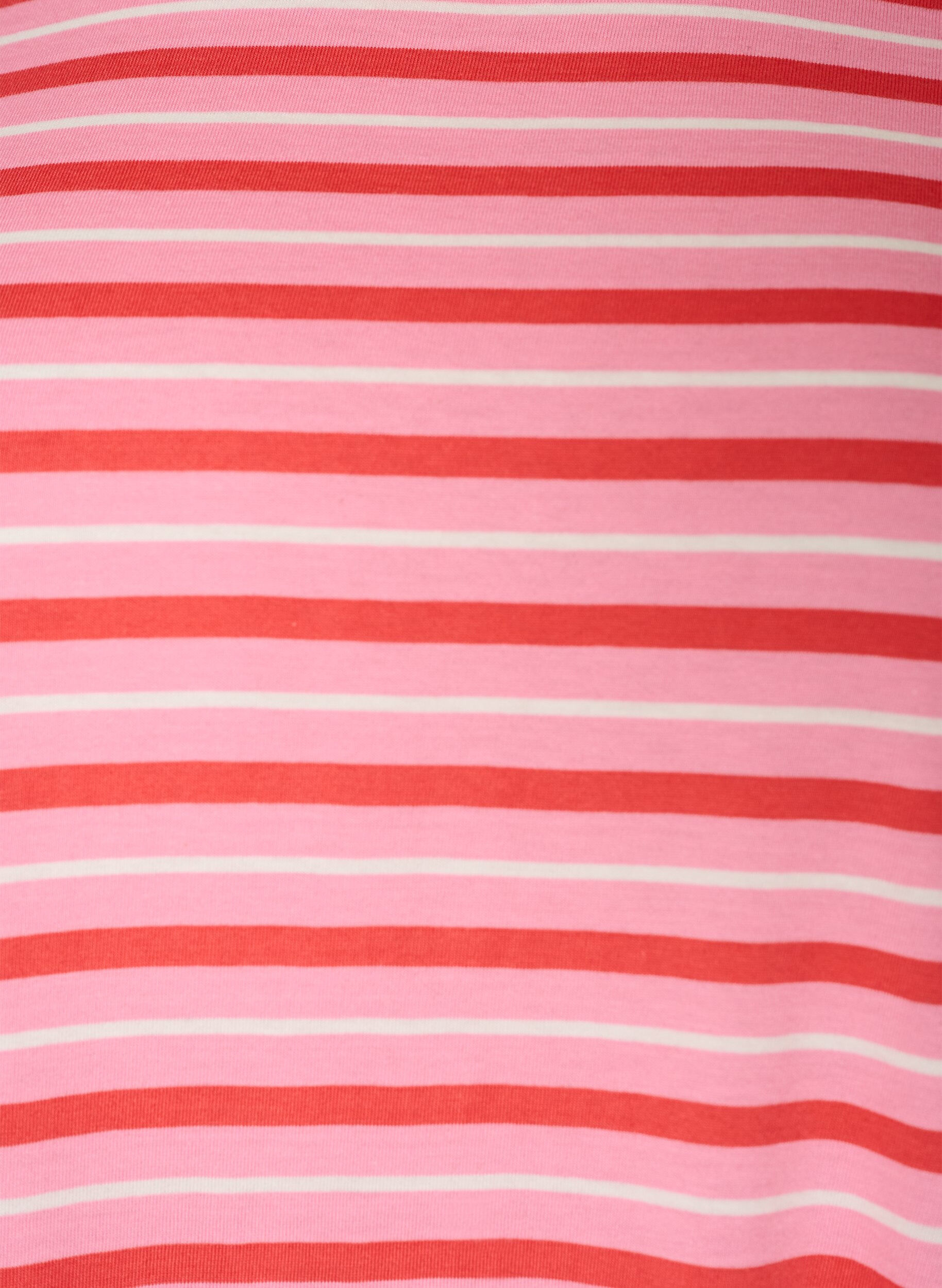 Zizzifashion Long oversized striped T-shirt in organic cotton, Pink, Packshot image number 2