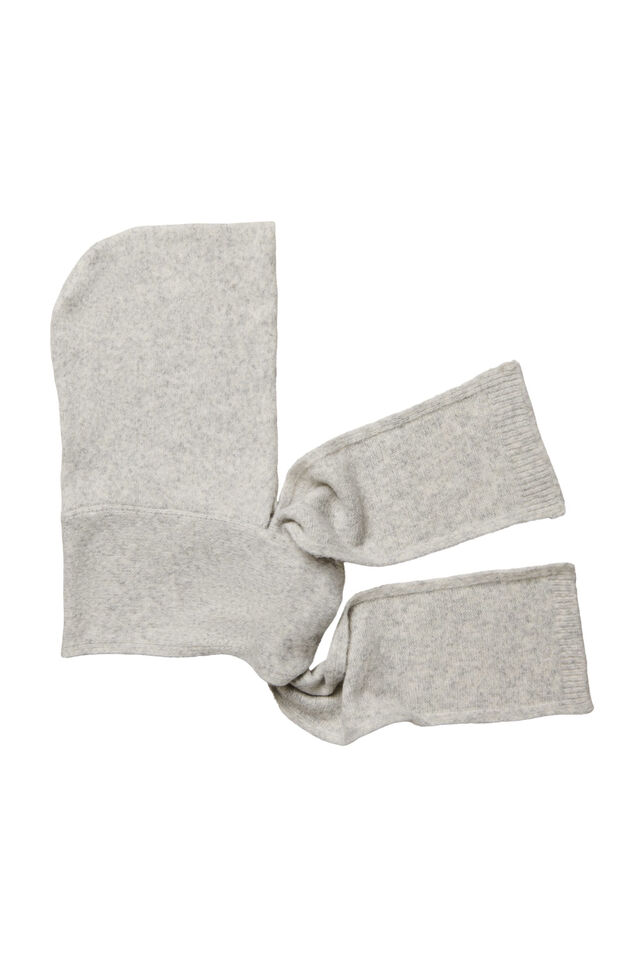 Knitted hooded scarf, Grey, Packshot image number 0