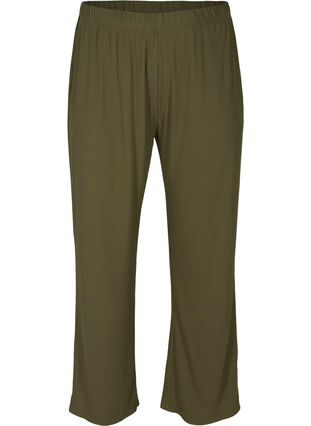 Loose trousers made from ribbed material, Olive Night, Packshot image number 0