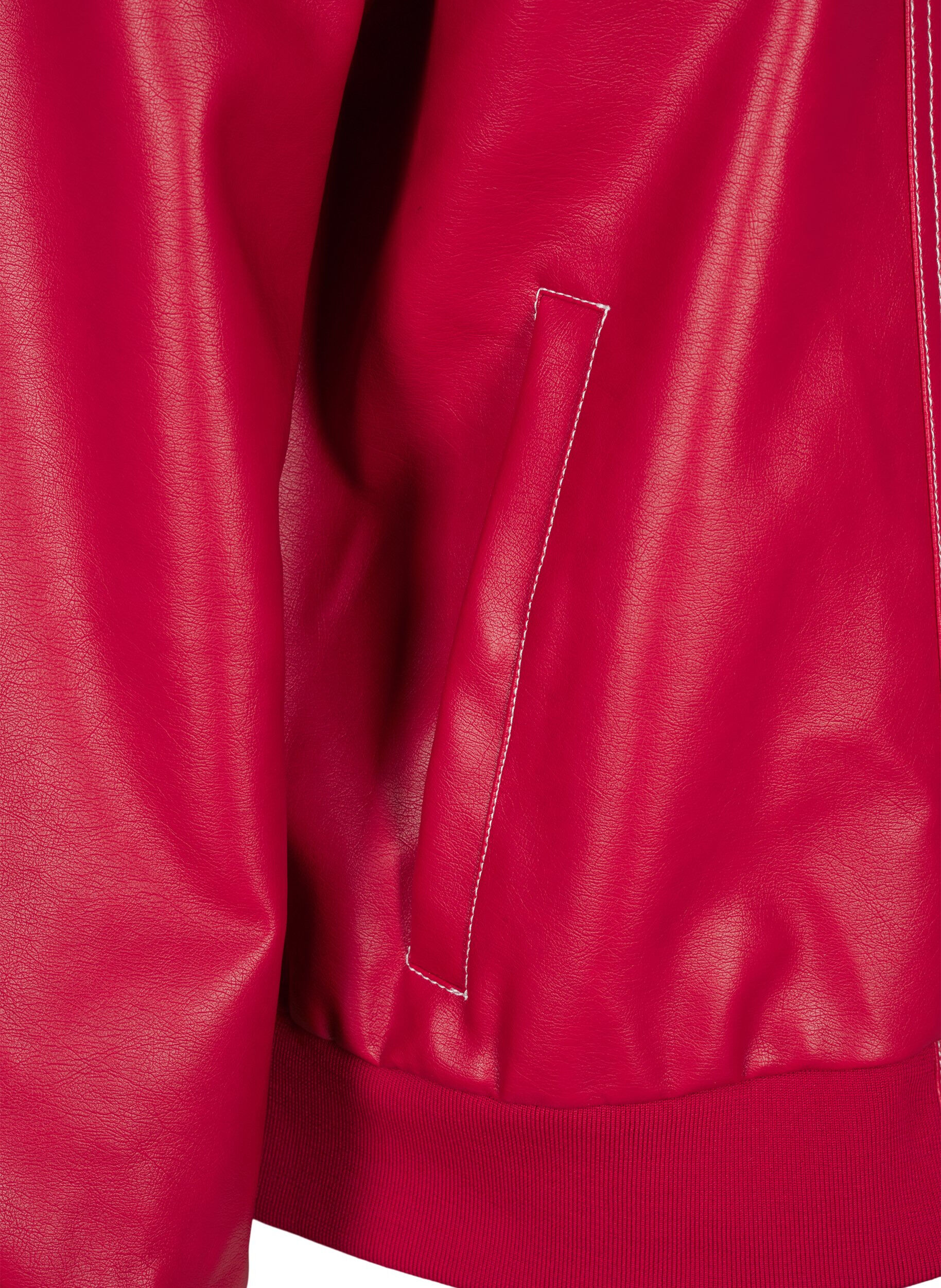 Zizzifashion Faux leather bomber jacket, Rhythmic Red, Packshot image number 3