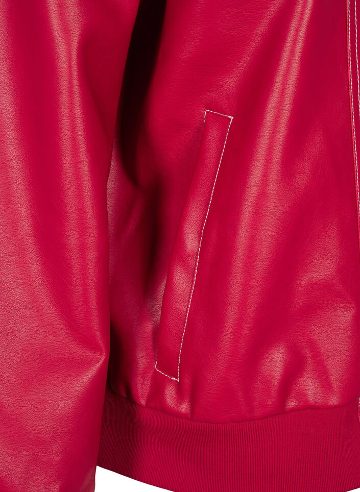 Faux leather bomber jacket, Rhythmic Red, Packshot image number 3