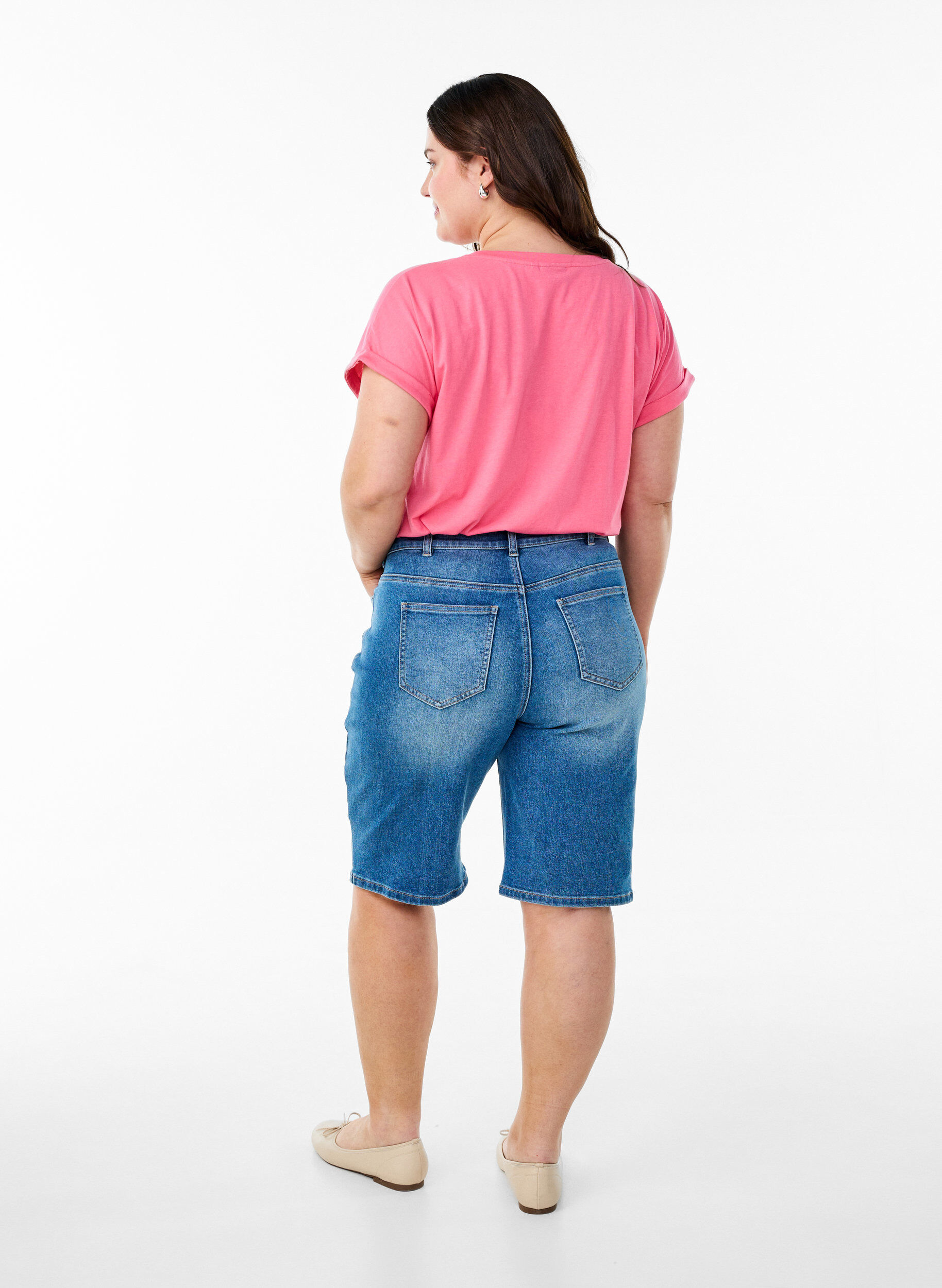 ZizzifashionShort sleeve cotton blend T-shirt, Pink, Model image number 2