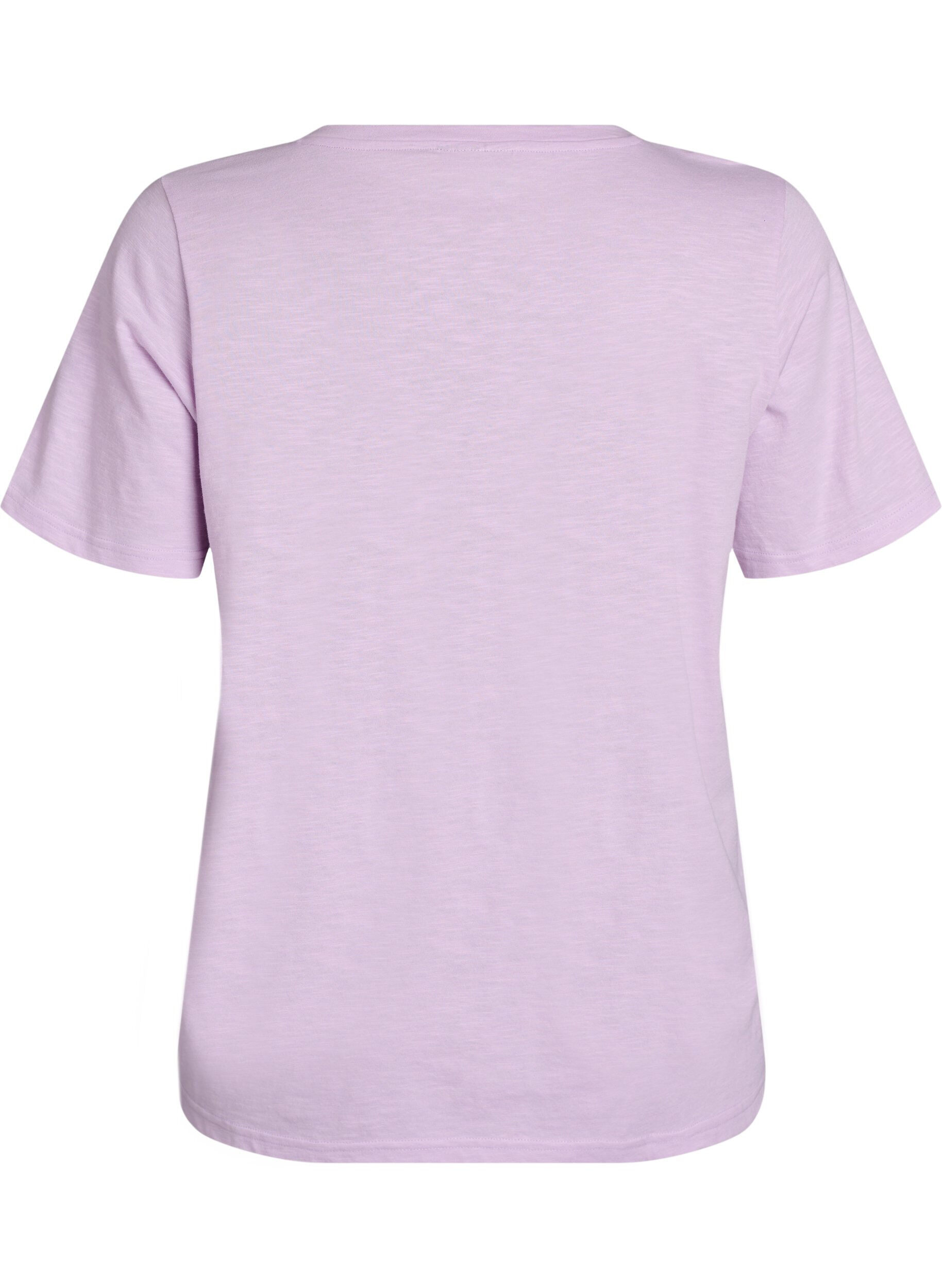 Zizzifashion Short-sleeved basic t-shirt with v-neck, Purple, Packshot image number 1