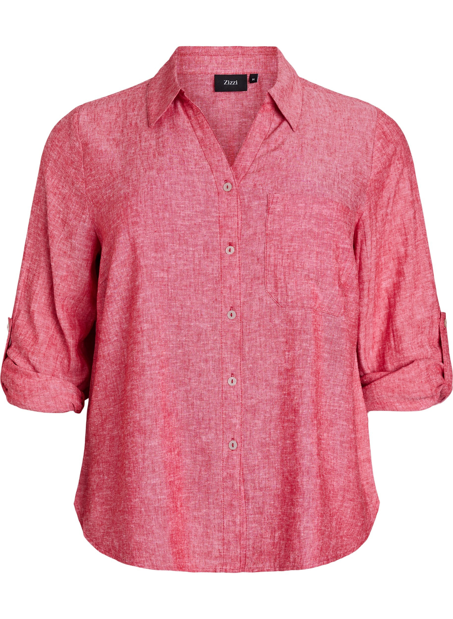 Shirt in linen and viscose with 3/4 sleeves