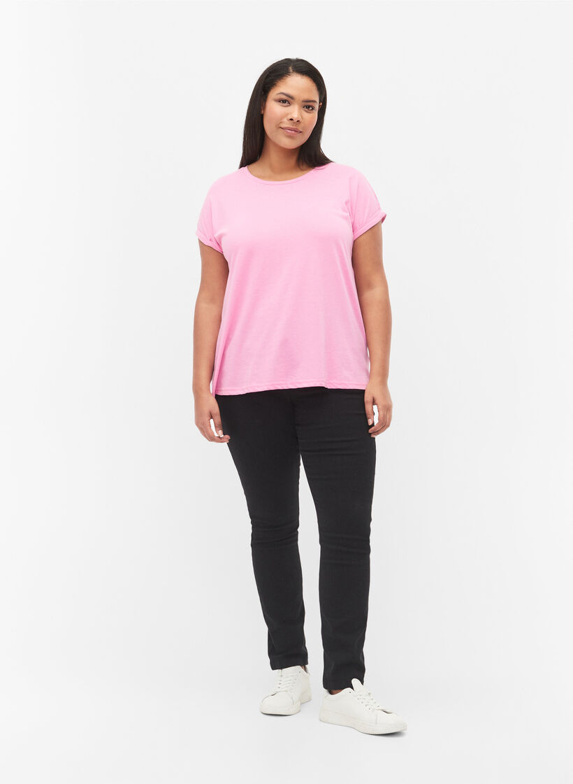 Short-sleeved cotton blend t-shirt, Pink, Model image number 1