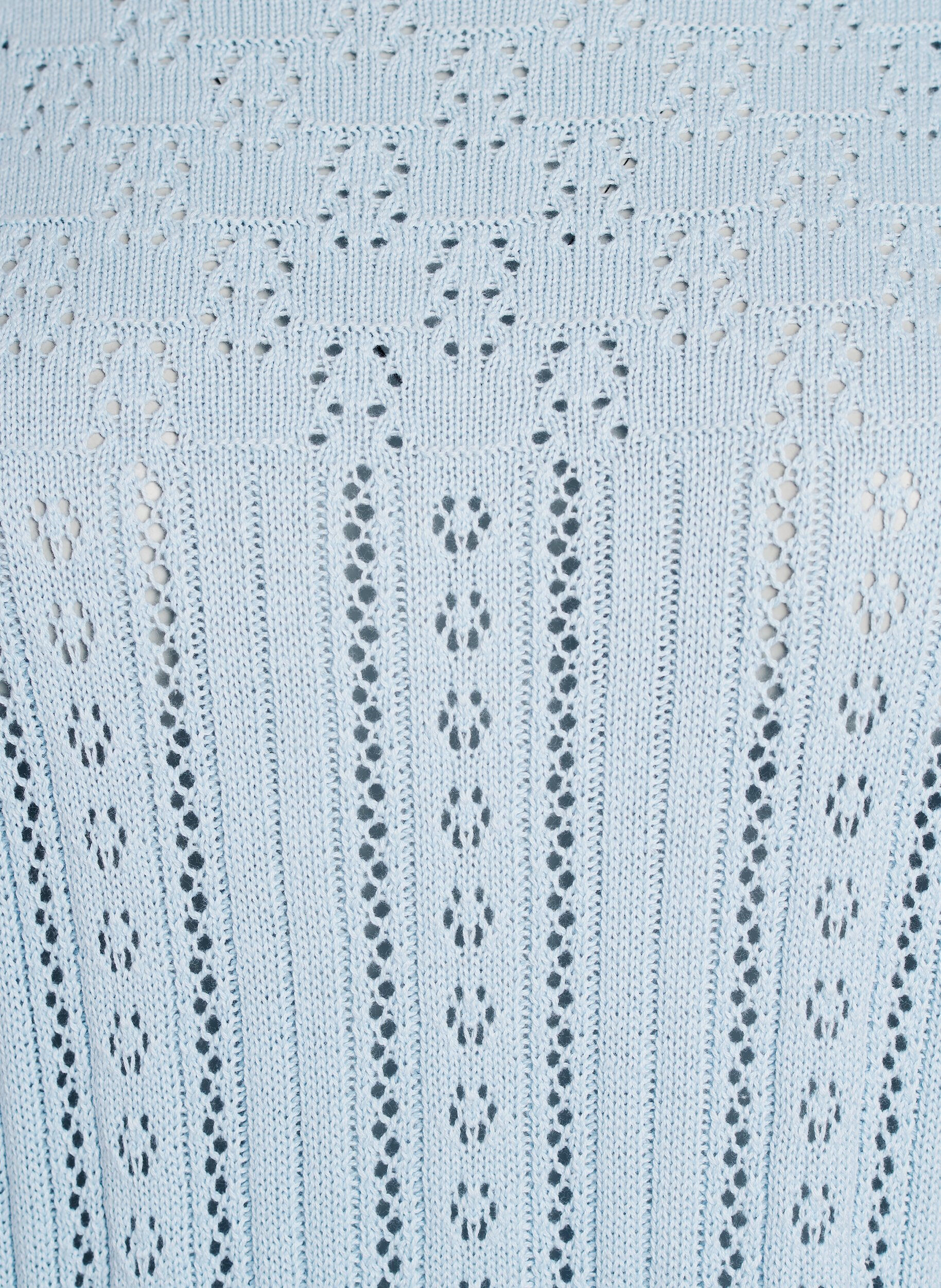 Zizzifashion Knitted top with eyelet embroidery and 3/4 sleeves, Light Blue, Packshot image number 2