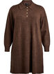 Short knit dress with polo collar and buttons, Brown, Packshot image number 0