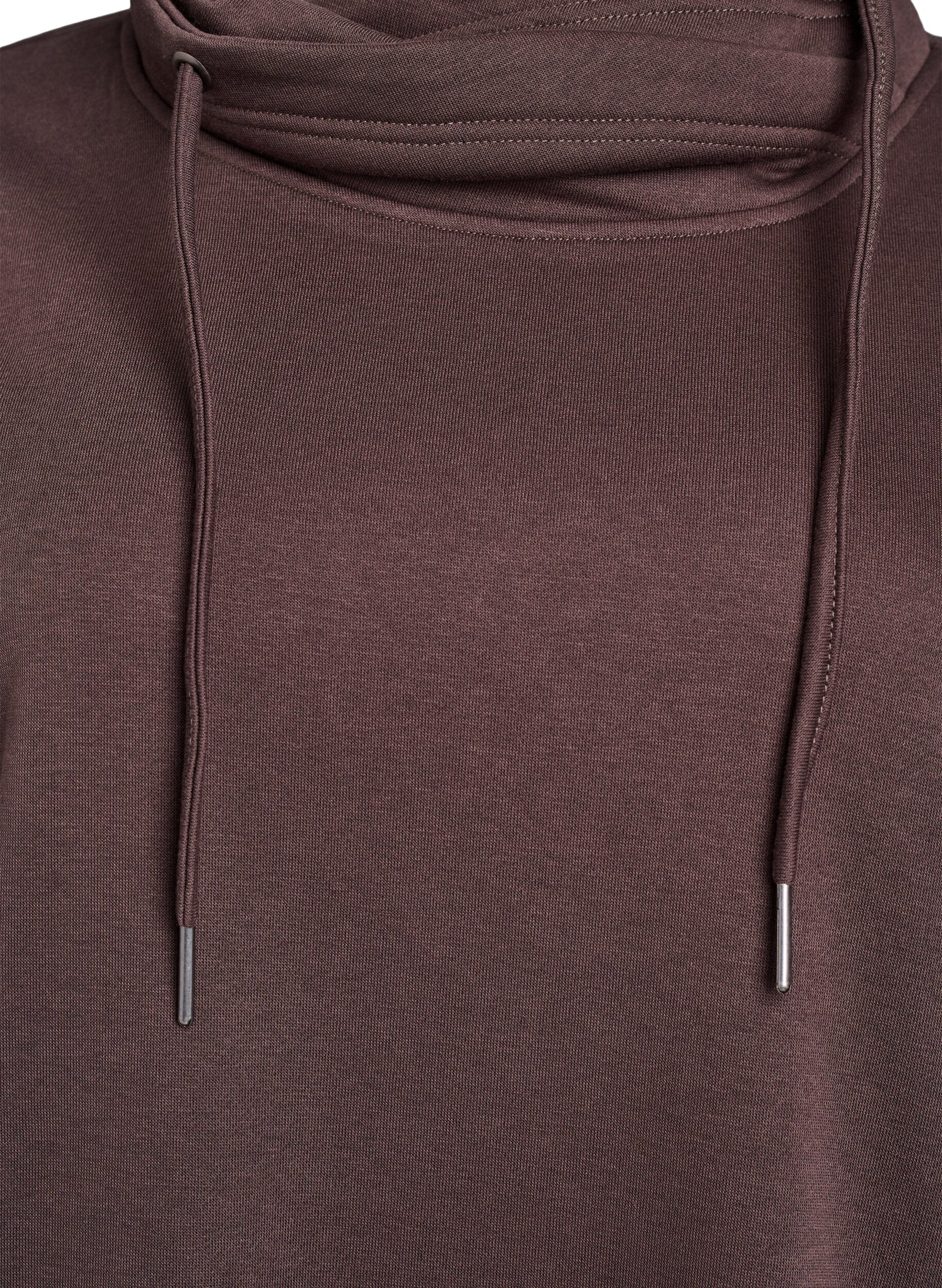 Zizzifashion Sweatshirt with high collar and pockets, Brown, Packshot image number 2