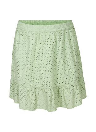 Cotton skirt with broderie anglaise, Silt Green, Packshot image number 0