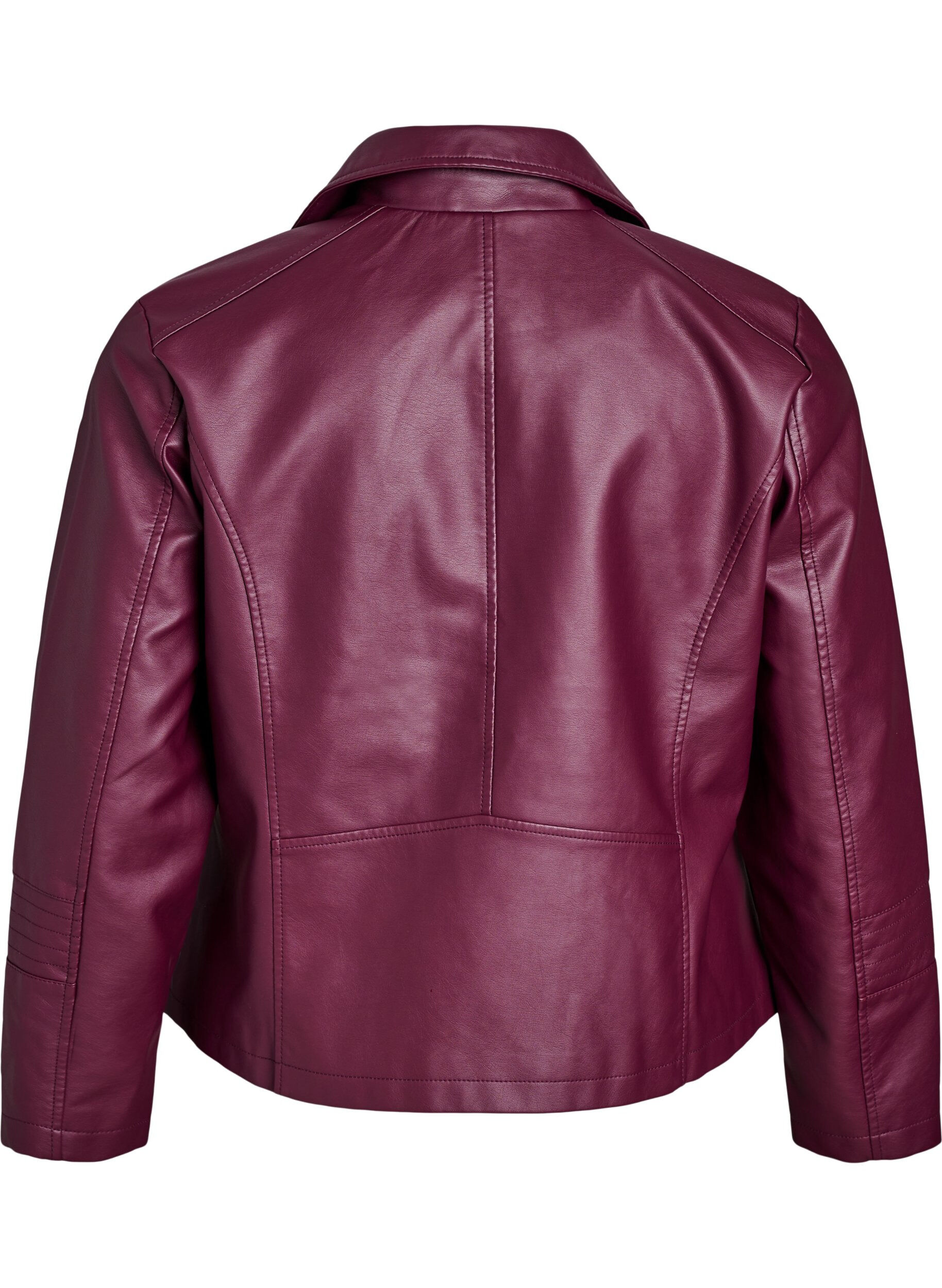 Zizzifashion Biker jacket in faux leather, Dark Bordeaux, Packshot image number 1