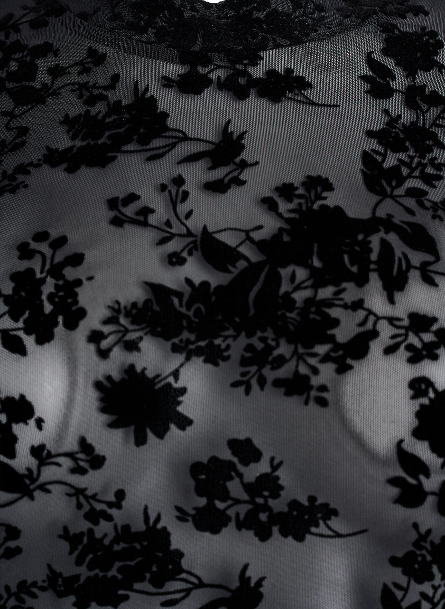 ZizzifashionMesh blouse with floral pattern, Black, Packshot image number 2
