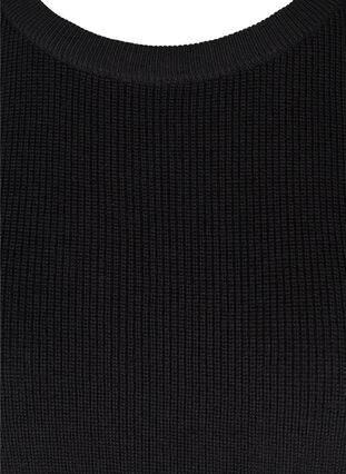 Knitted vest with rounded neckline and slits, Black, Packshot image number 2