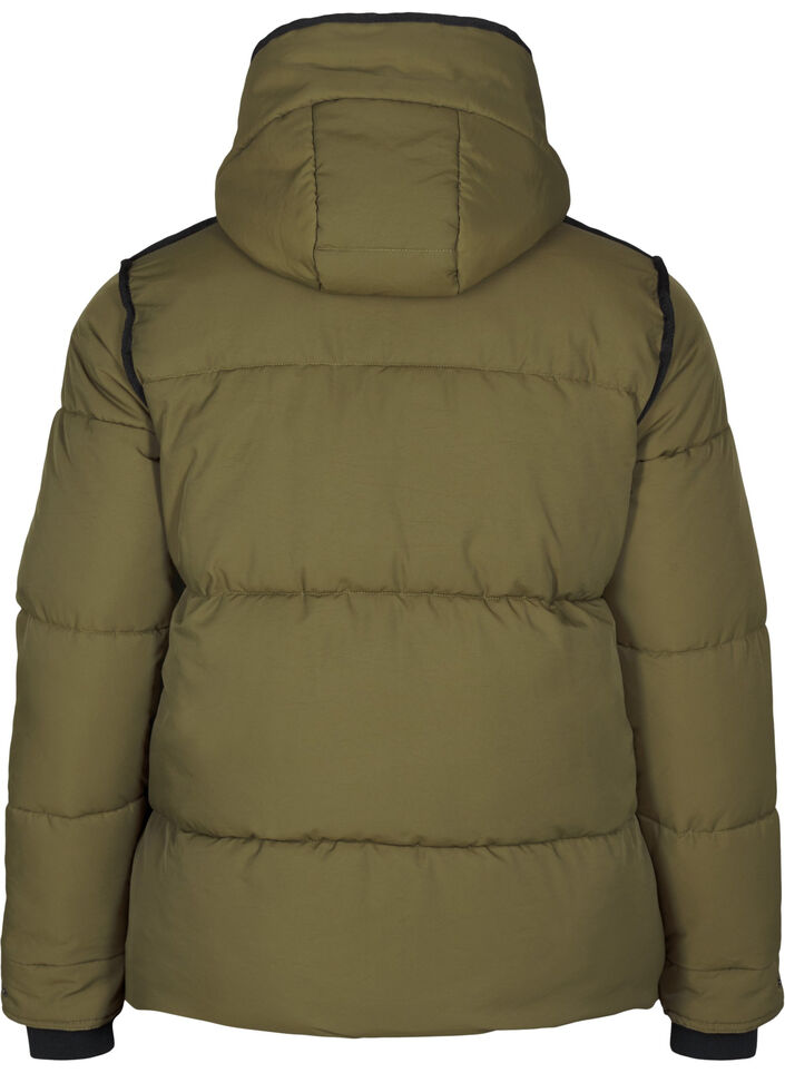 Short puffer jacket with contrast details, Green, Packshot image number 1