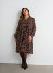 Dress with all-over print and a ruffle layer, Brown, Model image number 0