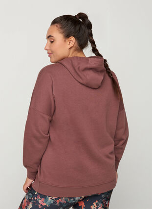 Sweatshirt with a hood and zip, Marron, Model image number 1