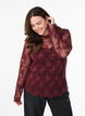 Long-sleeved mesh blouse with lace pattern, Dark Bordeaux, Model image number 0