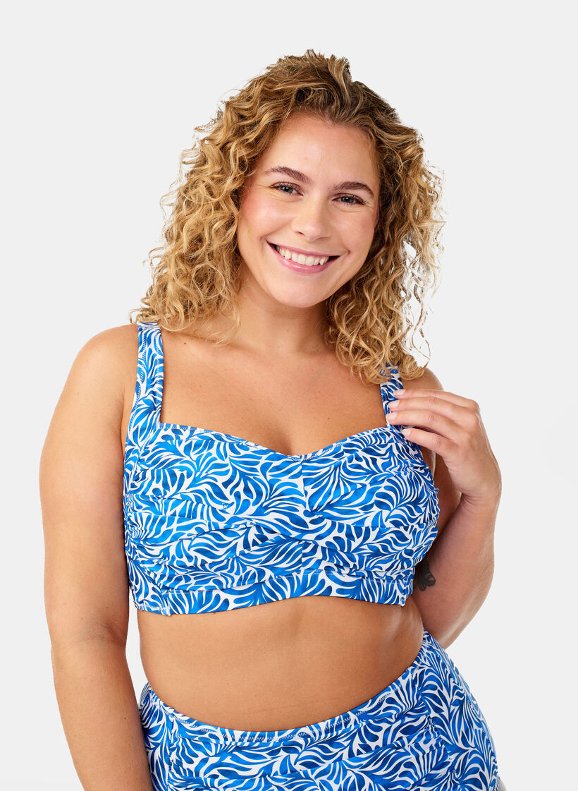 Bikini top with padding and print, Blue, Model image number 0