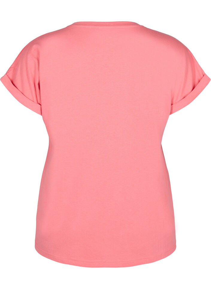 Short sleeve cotton blend T-shirt, Rose, Packshot image number 1